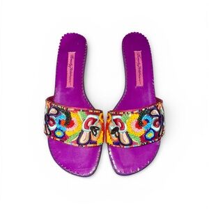 Beverly Feldman Purple Beaded Sandals